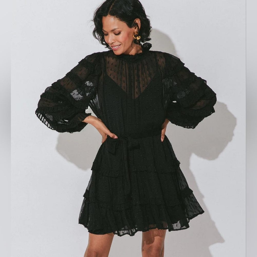 Cleobella Lacey Mini Dress Black Medium No Slip/Belt